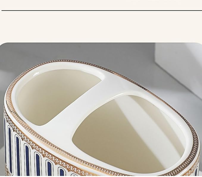 Toothbrush Rack Countertop Ceramic Toothbrush Box Bathroom Counter Storage Box Blue Toothpaste Box Can Hold Toothpaste Toothbrush and Comb Bathroom Toothbrush Holder(A), S11.3cm