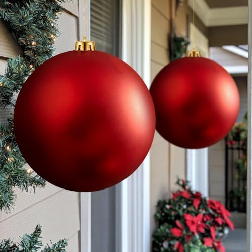 Threan 8 Inch Large Red Matte Christmas Ball Ornaments