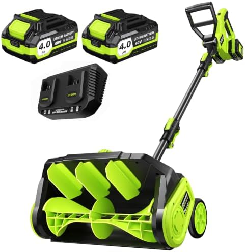Litekon 80V Brushless Cordless Snow Shovel, 17-Inch Electric Snow Blower with 2X 4.0Ah Batteries & Charger, Battery-Powered Snow Removal with 30FT Throw Distance for Patio, Deck, Driveway,Green