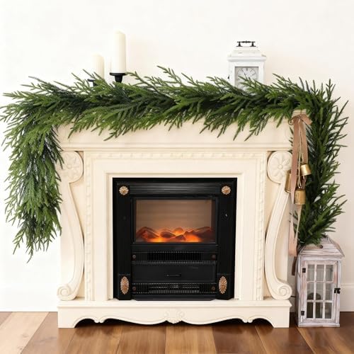 Artificial Christmas Norfolk Pine Garland for Mantle Decor (5 FT,2 PCS)