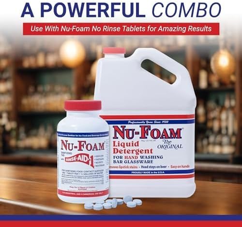 Nu-Foam Low Low Suds Liquid Detergent for Bar Glassware - Original Streak-Free Solution - Hand Washing Bar, Tavern, Brewery Supplies - Concentrated - 1 Gallon (Pack of 1)