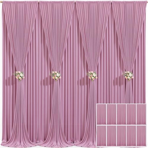 10 Panels Dusty Pink Backdrop Curtain for Wedding Parties Wrinkle Free Pink Photo Curtains Backdrop Drapes Fabric Decoration for Birthday Party Baby Shower 50ft(W) x 10ft(H)
