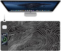 Mouse Pad with Wireless Charging, Large Desk Mat, Black Topographic Map #1