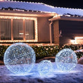 Tangkula 3 Pack Christmas LED Light Balls for Tree, Metal Sphere Lights