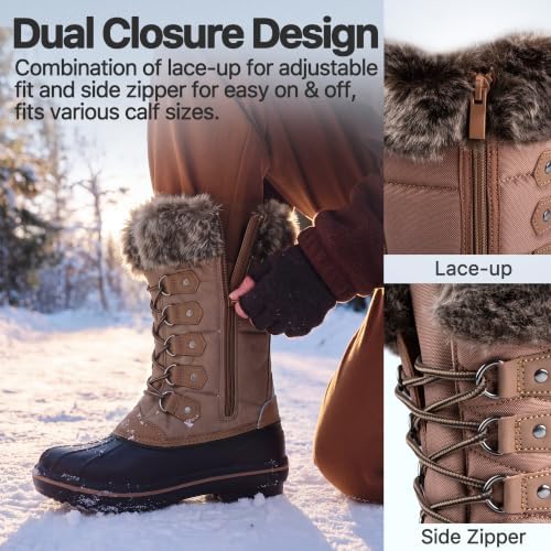 FREE SOLDIER Women's Winter Snow Boots Waterproof Shell