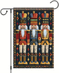 Nutcracker Garden Flag 12x18 Double Sided - Vintage Christmas Garden Flag Outside Decoration, Watercolor Oil Painting Style Holiday Yard Banner for Winter Lawn Porch Decor, Chinoiserie Festive Gift