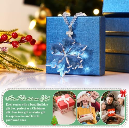 Roowest 10 Sets Christmas Crystal Snowflake Ornaments Glass, Novel Style