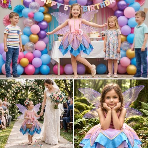 Latocos Fairy Dress Costume for Girls, Toddler Fairy Dress Butterfly Wings