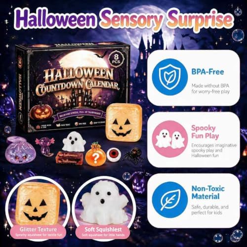 8Pcs Halloween Squeeze Toys Taba Fidget Sensory Squshies Toy Set