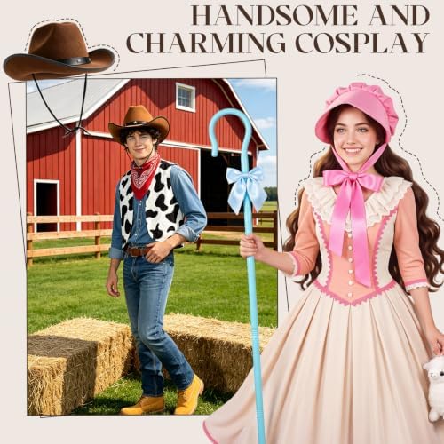 7Pcs Halloween Costumes for Couples, Shepherdess & Cowboy Costume