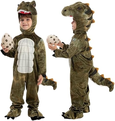 Spooktacular Creations Halloween Realistic T.rex Costume Outfit Dinosaur Jumpsuit with Egg