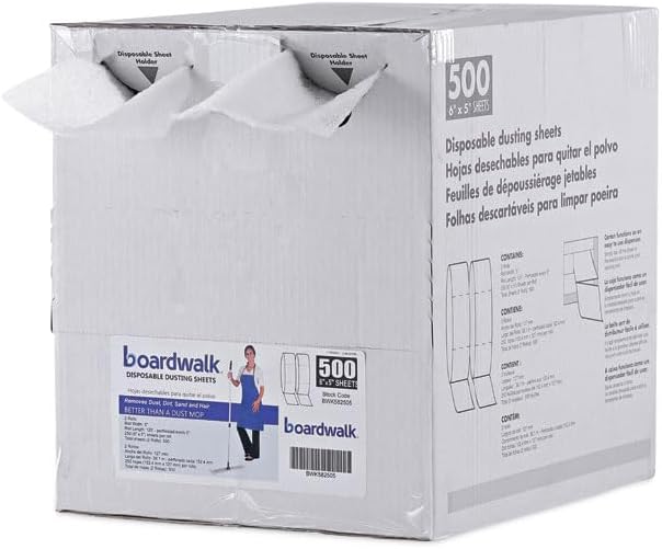Boardwalk TrapEze Disposable Dusting Sheets, 5" x 6", White, 250 Sheets/Roll, 2 Rolls/Carton