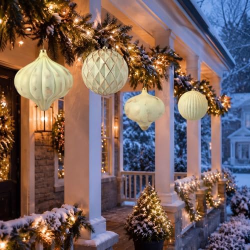 Seenelling 4Pcs Big 8'' Christmas Ball Ornaments Xmas Tree Decor, White