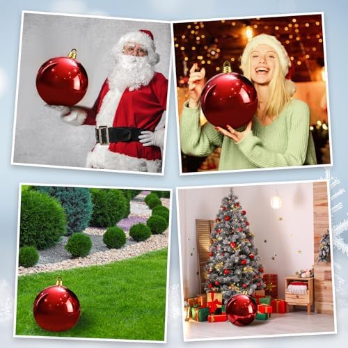 Threan 10 Inch Large Red Shiny Christmas Ball Ornaments for Christmas Tree