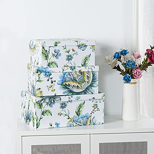 Soul & Lane - Breezy Bloom Floral Storage Boxes with Lids, Set of 3