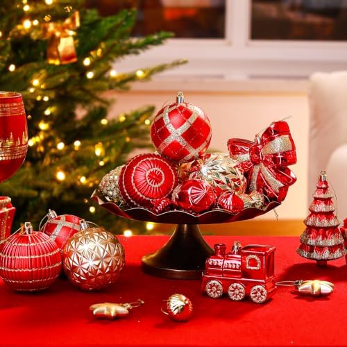 Alupssuc 82pcs Classic Christmas Balls Ornaments Set, Red and Gold