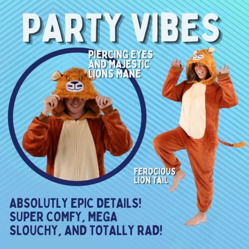Funziez! Slim Fit Adult Onesie - Animal Costume - Plush Unisex Halloween One Piece Cosplay Suit for Women and Men