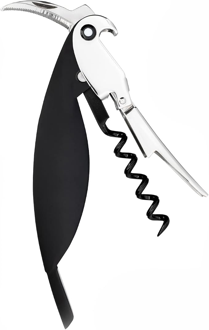 Alessi AAM32 B Parrot - Sommelier Design Corkscrew, Cast Aluminum and PC, Black