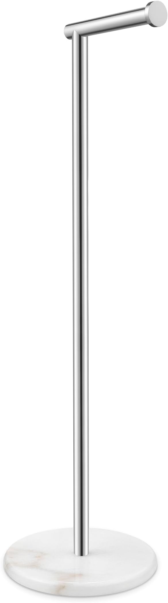 KES Extra High Toilet Paper Holder Freestanding 26", Toilet Paper Holder Stand with Natural Marble Base, Floor Free Standing Toilet Paper Holders 18/8 Stainless Steel Polished Finished, BPH284S66