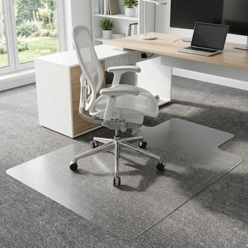 Clear Chair Mat for Carpet, YOOMAYA 36" x 48" Heavy Duty Office Chair Mat with Lip, Easy Gliding Under Desk Carpeted Floor Protector, Slip Resistant Plastic Mat for Study & Gaming Room (Transparent)