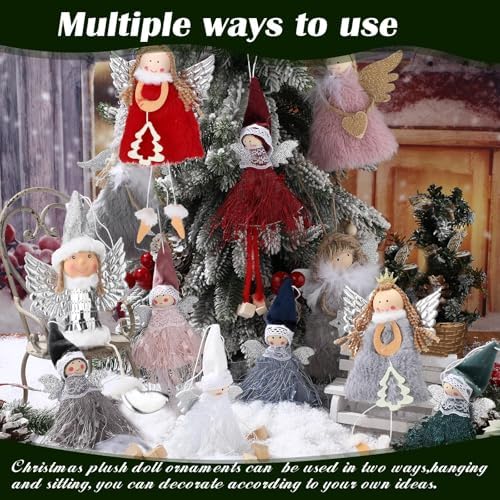 HyDren 20 Pcs Christmas Angel Tree Ornaments Plush Dolls,Elegant