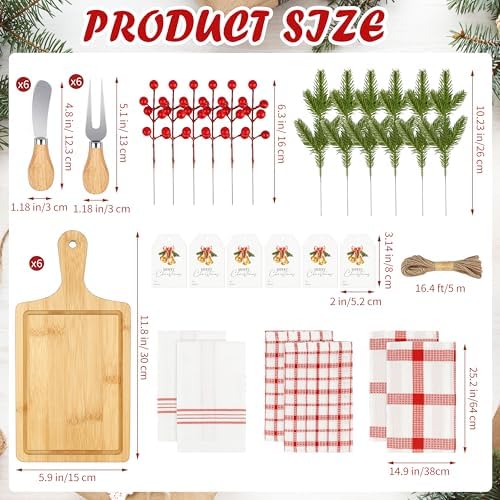 Fayoo 6 Set Christmas Wooden Cutting Board Kit, Kitchen Gift Set