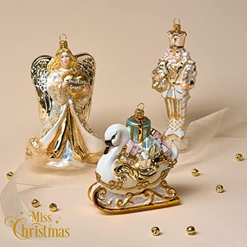 Miss Christmas 2026 Collection Gifts Galore Blown Glass Christmas Tree Ornament (Fairytale Swan Sleigh)