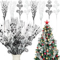 Daifunli 36 Pcs Christmas Tree Pick Spray Ornament, White Black, 17'' 12''