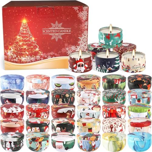 Howemon 36 Pack Christmas Scented Candles Set for Home, Relaxing Stress Relief, Aromatherapy - Natural Soy Wax and Fragrance - Gifts for Women, Mom, Best Friend, Wife, Birthday