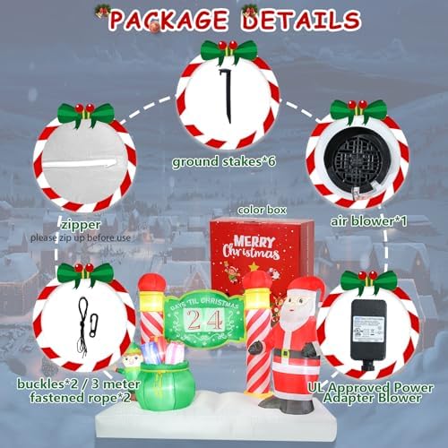6.89 FT Christmas Outdoor Inflatable Santa Claus Calendar Countdown Decor