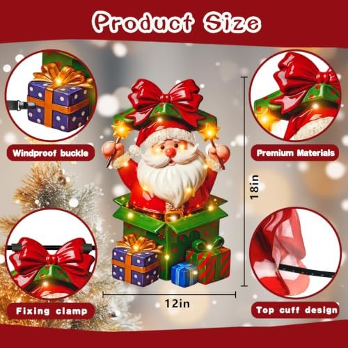 Lighted Christmas Santa Garden Flag Outdoor Decor, 12x18 Inch