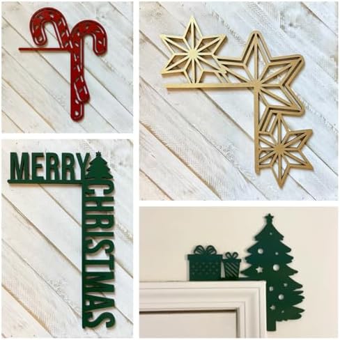 Christmas Door Topper Holiday Home Decor Funny Snowman Santa Claus Top Door Frame Corner Sign Decorations, Windows Walls DIY Craft for Christmas Party Ornament (F)