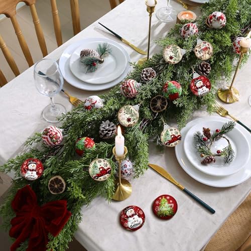 Outus 16 Pcs Christmas Ball Ornaments for Tree Merry Christmas Snow Joy Hanging Ornaments Xmas Santa Claus Snowman Balls for Tree Decoration Xmas Gifts Farmhouse Home Fireplace Decoration