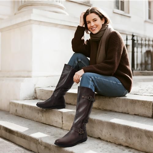 DREAM PAIRS Women's Faux Fur-Lined Knee High Winter Boots Fall Tall Boots
