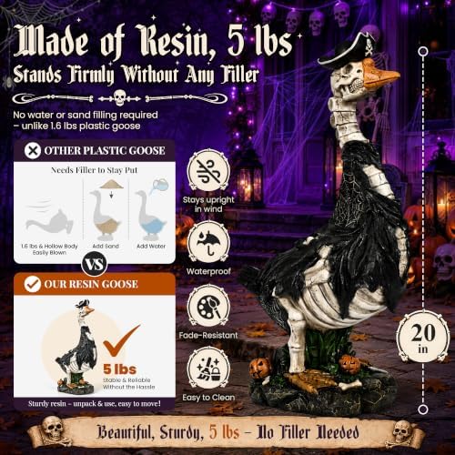 GIGALUMI 20" Halloween Skeleton Porch Goose,Outdoor Halloween Decorations