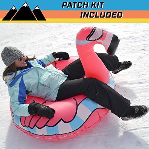 GoFloats Winter Snow Tubes - Choose from Unicorn, Disney's Frozen, Ice Dragon, Polar Bear, Penguin, Flamingo - Inflatable Sled for Kids and Adults