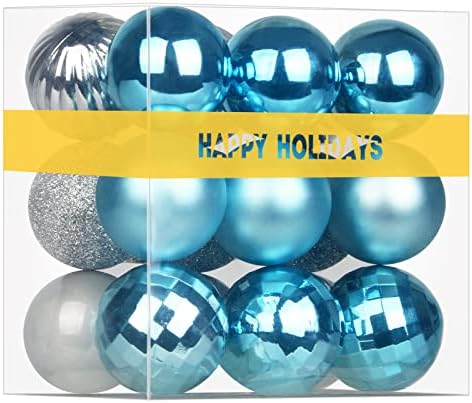 Baby Blue & Silver 2.5" Christmas Balls Christmas Tree Decoration Ornaments Shatterproof Hanging Balls for Birthday Halloween Holiday Wedding Decorations Set of 18pcs