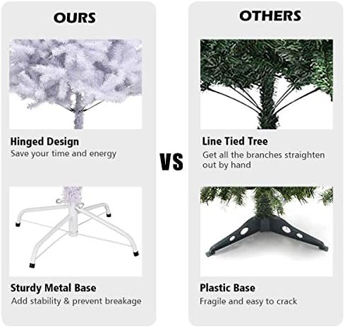 White Artificial Christmas Tree, 7.5FT Artificial Pine Tree w/Premium PVC Needles & Solid Metal Stand, Easy Assembly, for Indoor & Outdoor Use