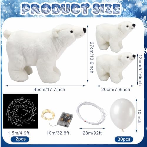 Thenshop 17.7''7.9'' Giant Polar Bear Christmas Decoration LED Plush Bear