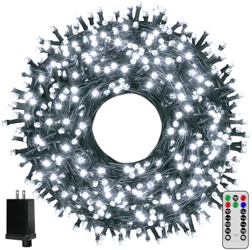 Ollny Christmas Tree Lights 400LED 132FT, Remote Plug-in Christmas Lights with Timer and 8 Modes Waterproof Outdoor String Lights for Thanksgiving Xmas House Indoor Outside Decorations (Cool White)