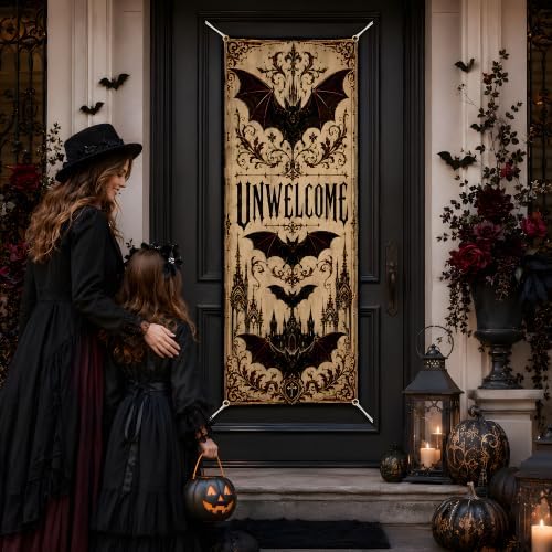 Halloween Decorations - UNWELCOME Gothic Halloween Door Cover