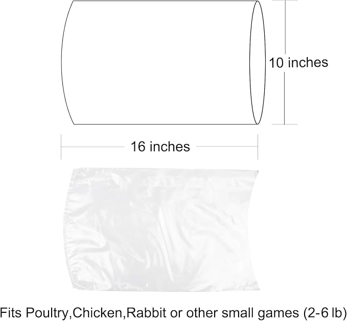Poultry Shrink Bags 10x16 In 50 PCS Chicken Bags Heat Shrink for Freezer | with Zip Ties, a Silicone Straw for Chickens, Rabbits