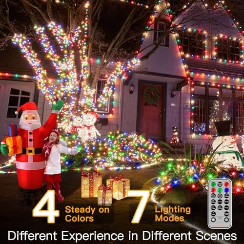 Ollny Christmas Lights Outdoor, 210FT 640 LED Color Changing String Lights
