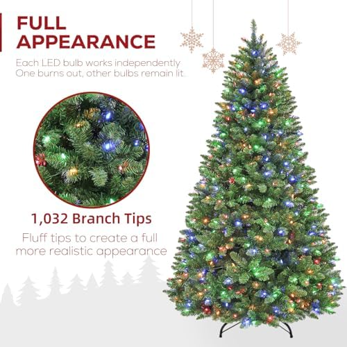 Hykolity 6 ft Prelit Artificial Christmas Tree with Multicolor LEDs