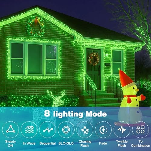 164FT Christmas Lights, 500 LED Outdoor Halloween String Lights Green