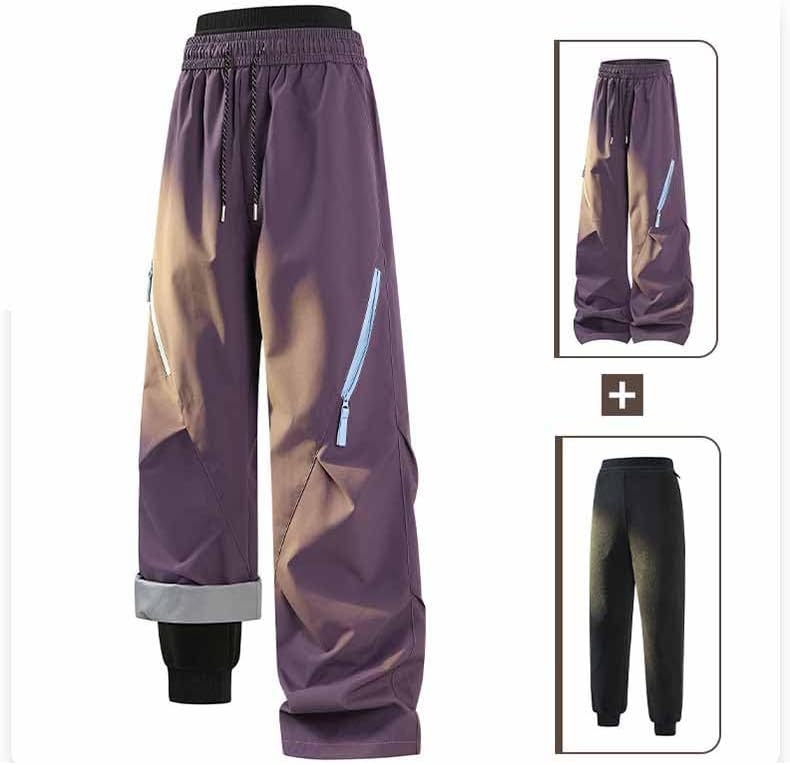Xiaojmake Men's Baggy Snow Pants Zip Pocket Outdoor Winter Ski Trousers