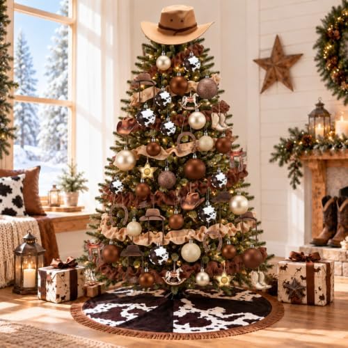 Seenelling 80 Pcs Western Cowboy Christmas Tree Ornaments Set