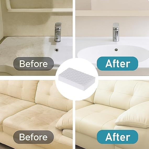 Magic Eraser Cleaning Sponge | Pack of 4 | Chemical-Free, Multi-Purpose Wipe for Effortless Cleaning of Kitchen, Bathroom, Walls, Shoes & More – Tough on Stains, Gentle on Surfaces (ASR)
