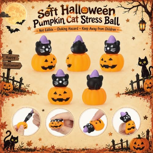 Thenshop 60 Pcs Halloween Pumpkin Cat Party Favors Trick or Treat Supplies