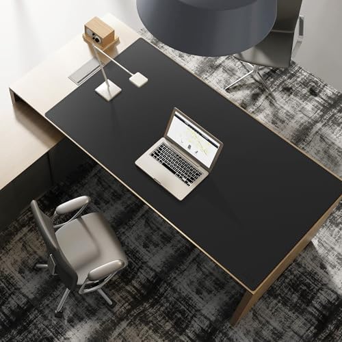 Cacoy 63" x 31.5" Extra Large Leather Desk Mat, Office Desk Pad Blotter, Oversized Mouse Pad for Home & Work, Waterproof Computer Desk Protector, Huge Gaming Desktop Mat for Keyboard & Mouse (Black)